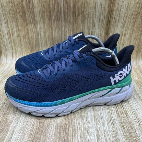 Hoka One One Clifton 7 Men's Size 9.5 D Blue Running Shoes Sneaker 1110508 MOAN - Picture 3 of 10